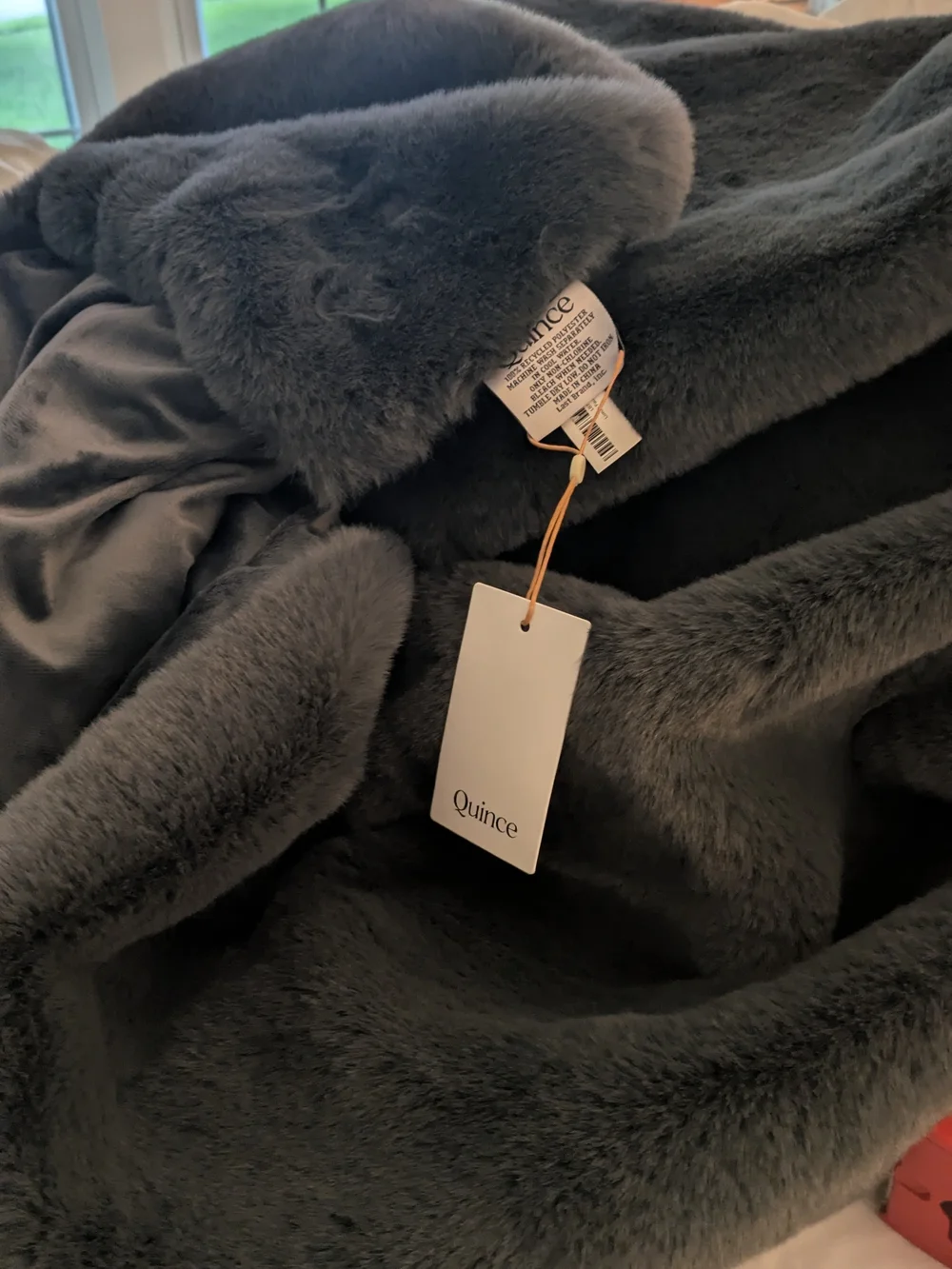 Quince Plush Faux Fur Throw Blanket - Charcoal Gray